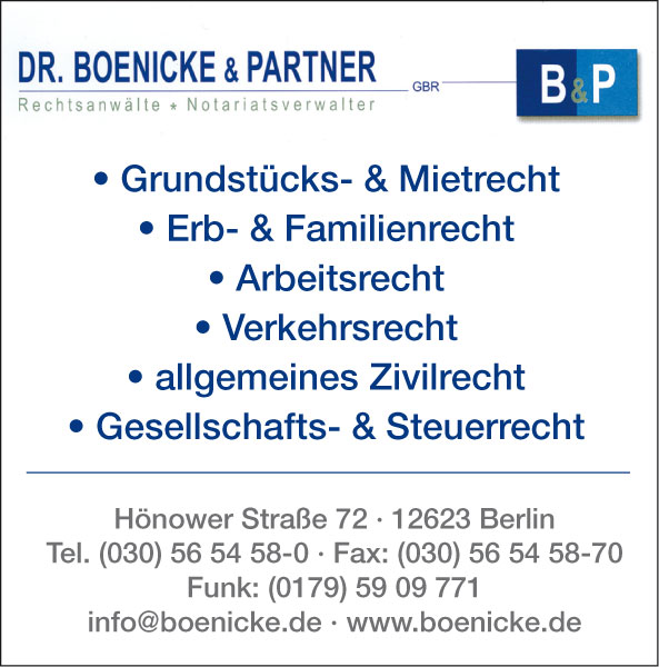 Dr. Boenicke & Partner GbR – u. a. Erb- und Familienrecht, Gesellschafts- und Steuerrecht