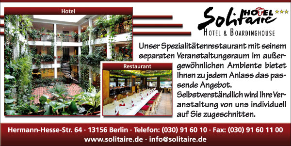 Hotel Solitaire – Trauerfeiern im Spezialitätenrestaurant mit separatem Veranstaltungsraum