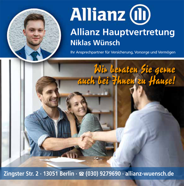 Allianz Hauptvertretung Niklas Wünsch – ihr Ansprechpartner für die Sterbegeldversicherung